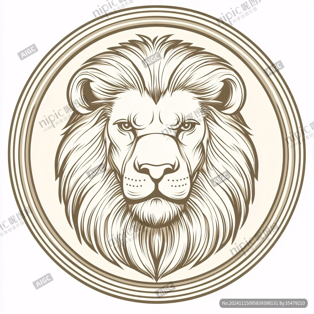 插画手绘狮子logo