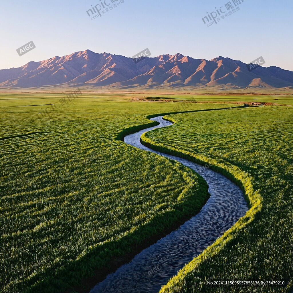 草原蜿蜒河流