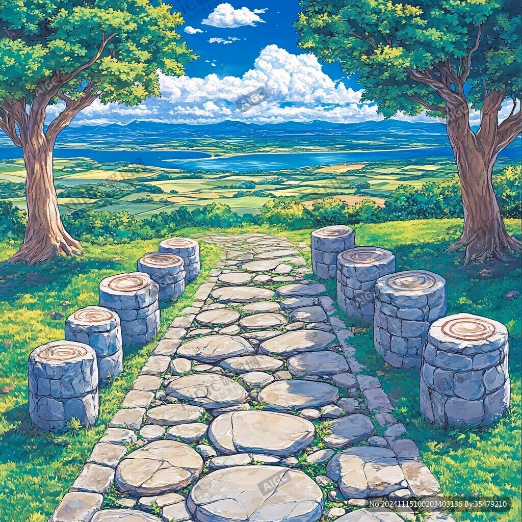 卡通石板路