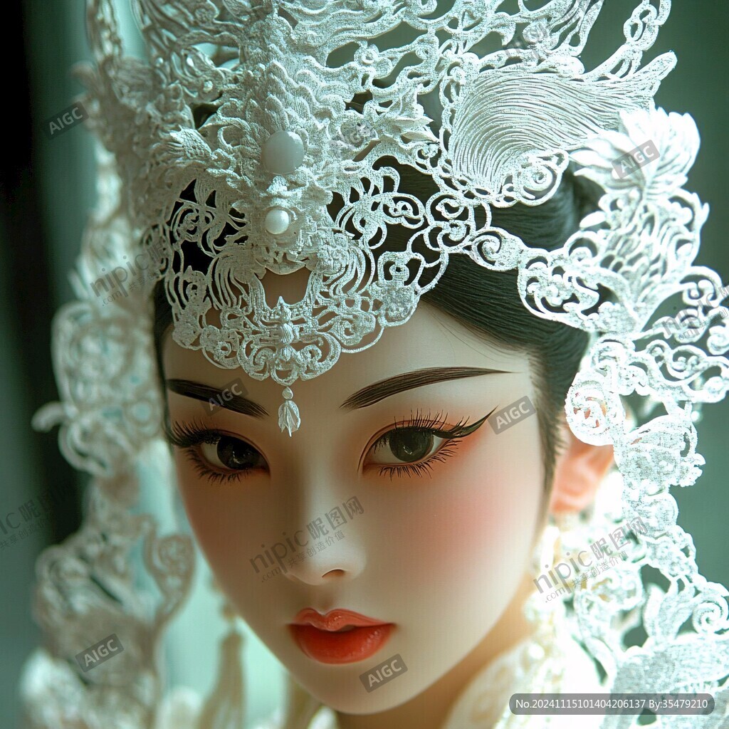白色少女脸谱手工艺品