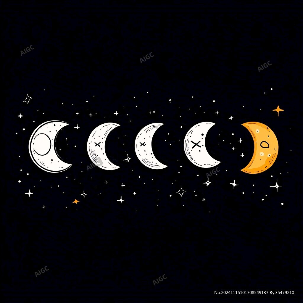 卡通月亮星空图案