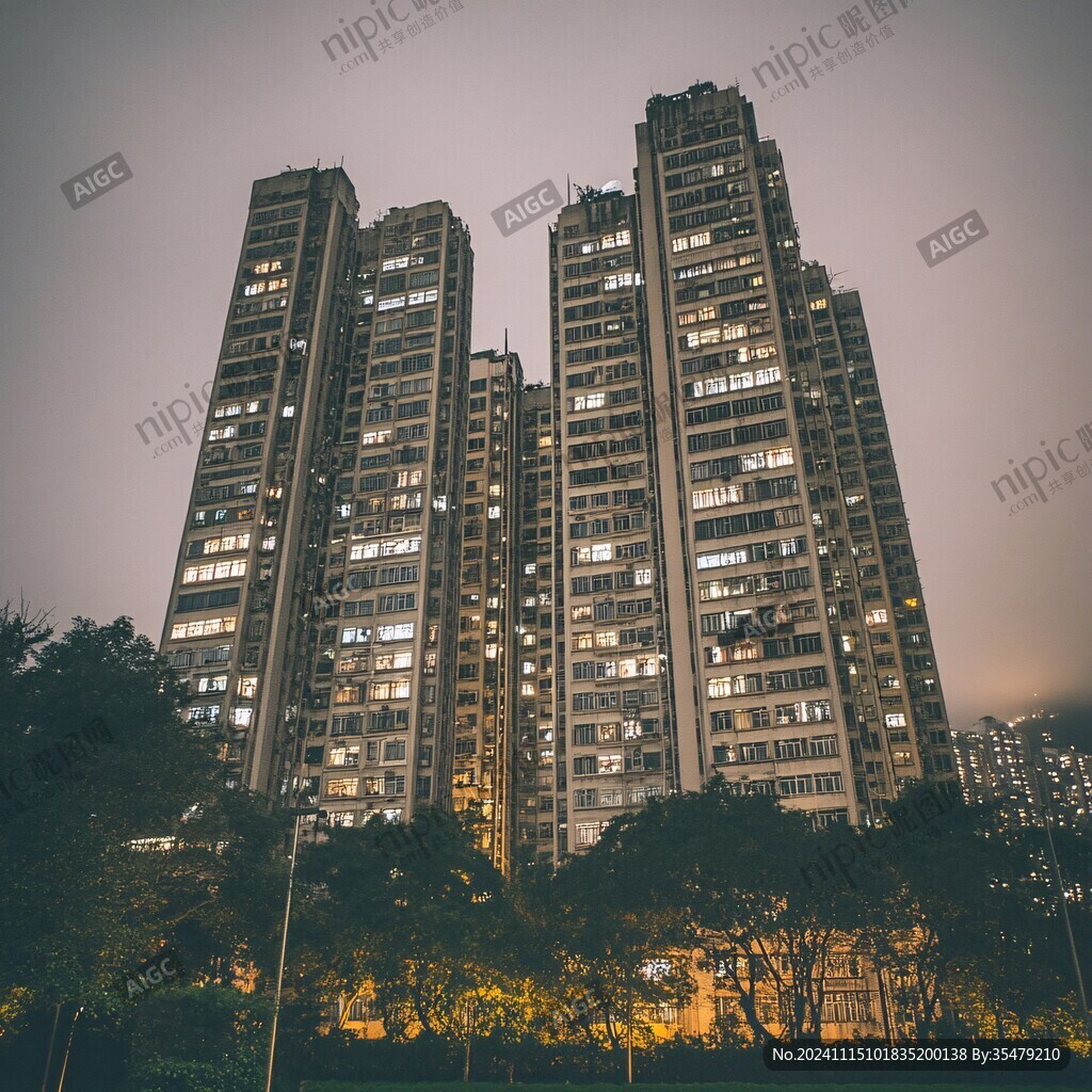 夜幕低垂楼盘夜景