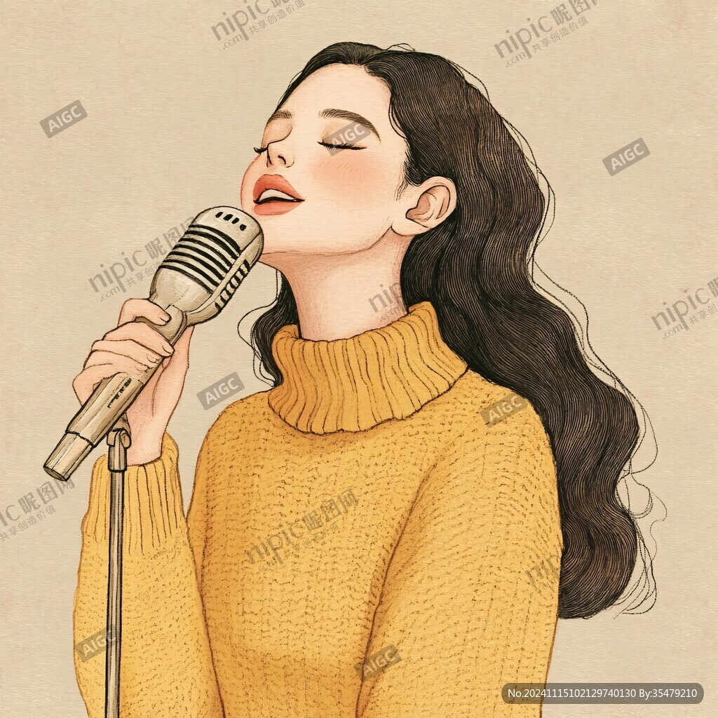 女歌手插画