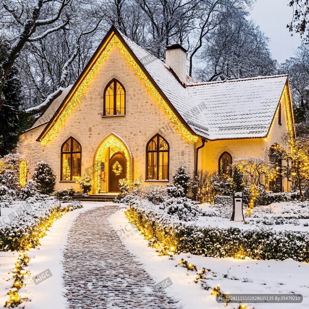 欧式建筑雪景