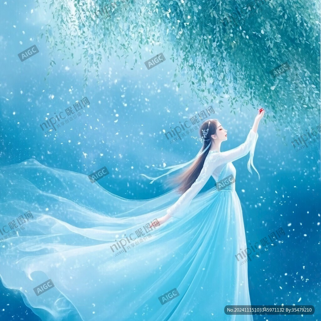 梦幻唯美蓝色系少女