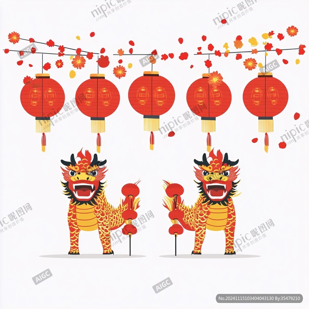 舞狮扁平化设计