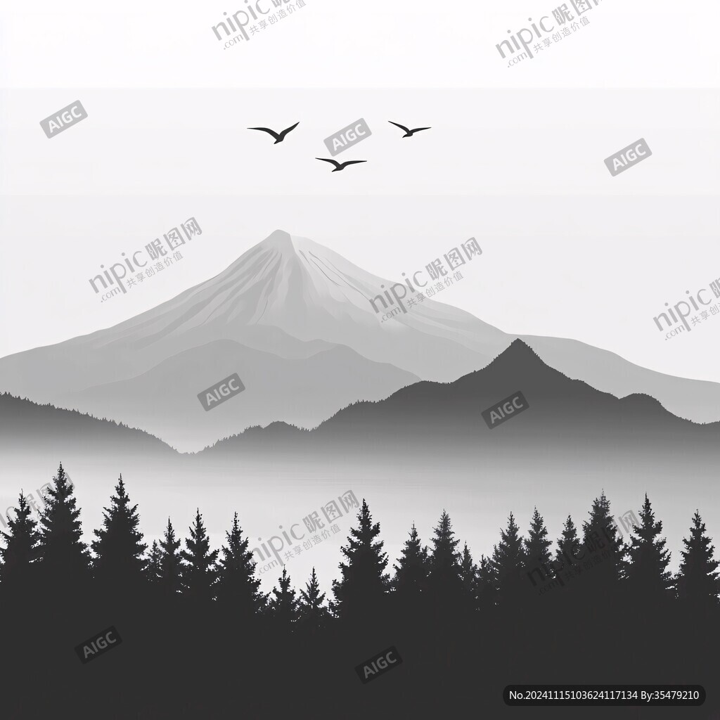 山风景插画包装