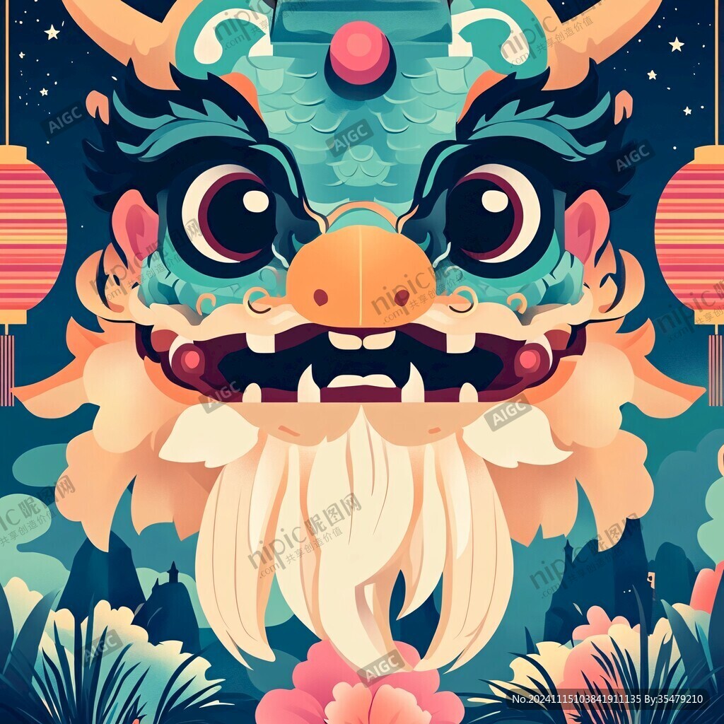 国潮龙年文创插画