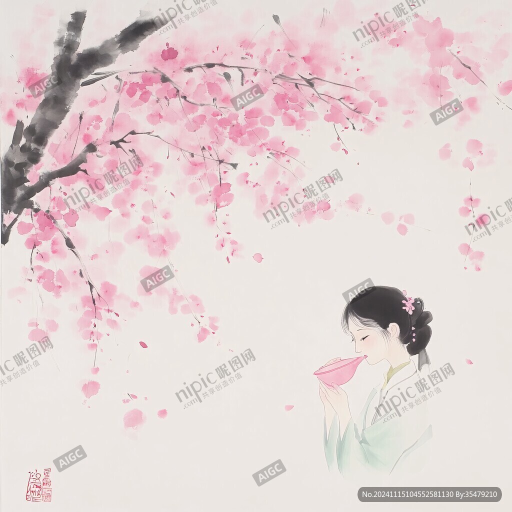 桃花美人图