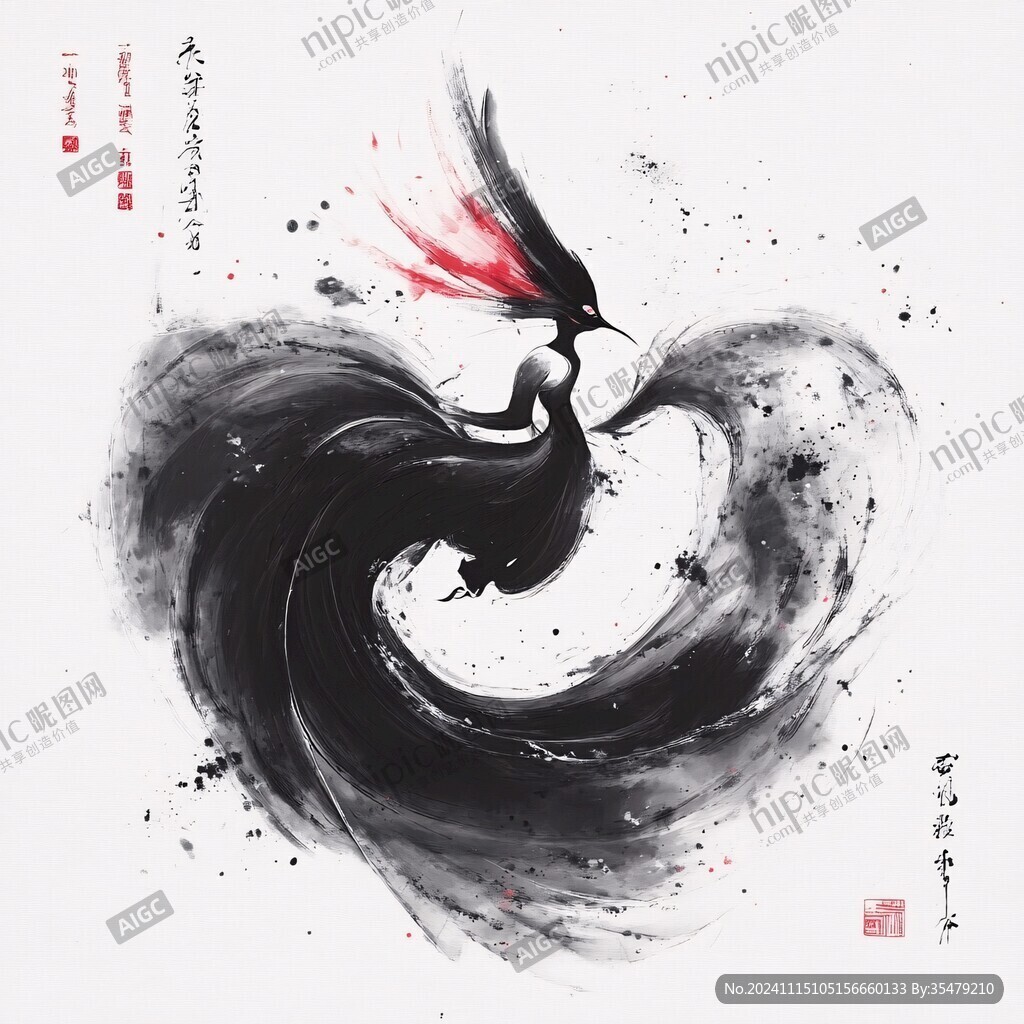 神鸟插画鸾鸟玄鸟朱雀