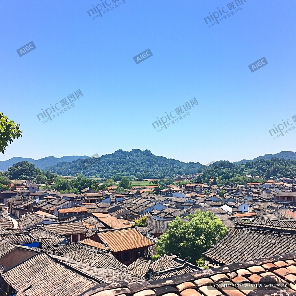 蓝天下的古镇