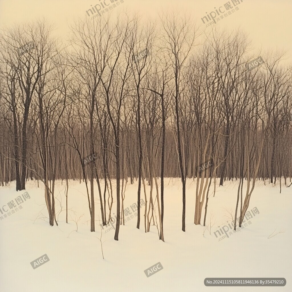 雪野树影