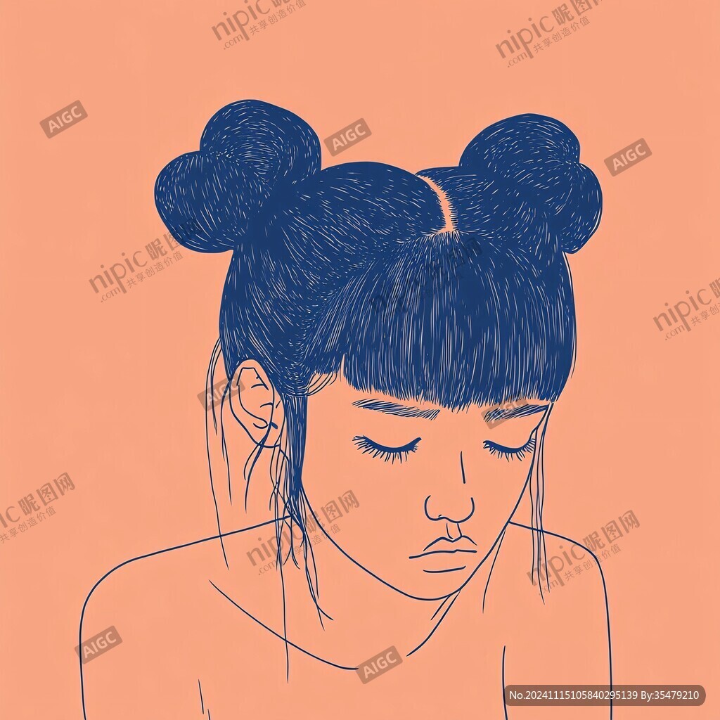 简约粗狂线条人物插画