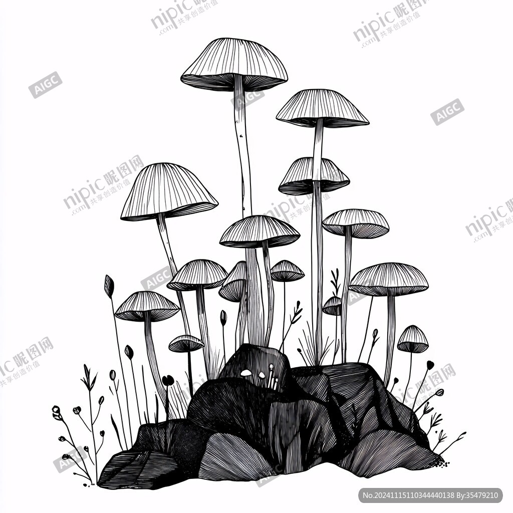 手绘菌菇插画
