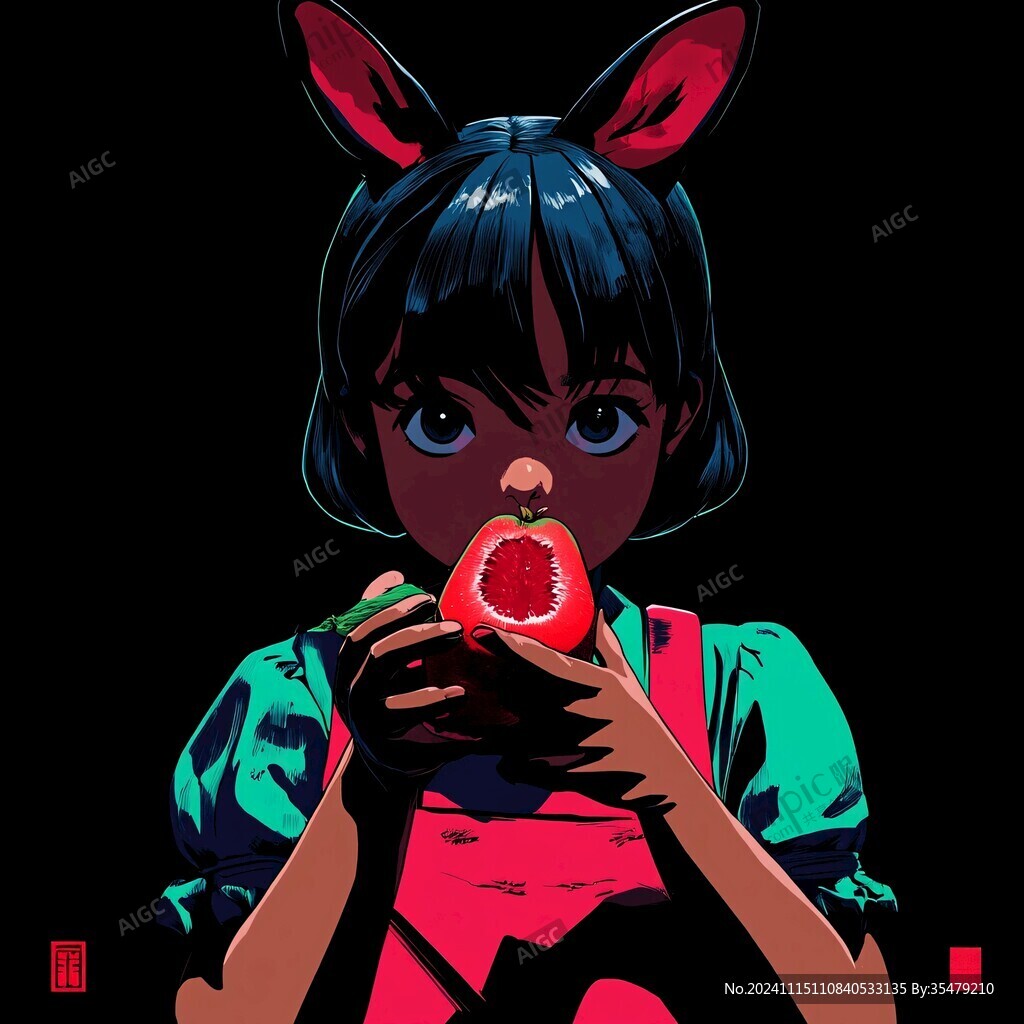 吃西瓜超甜深红色