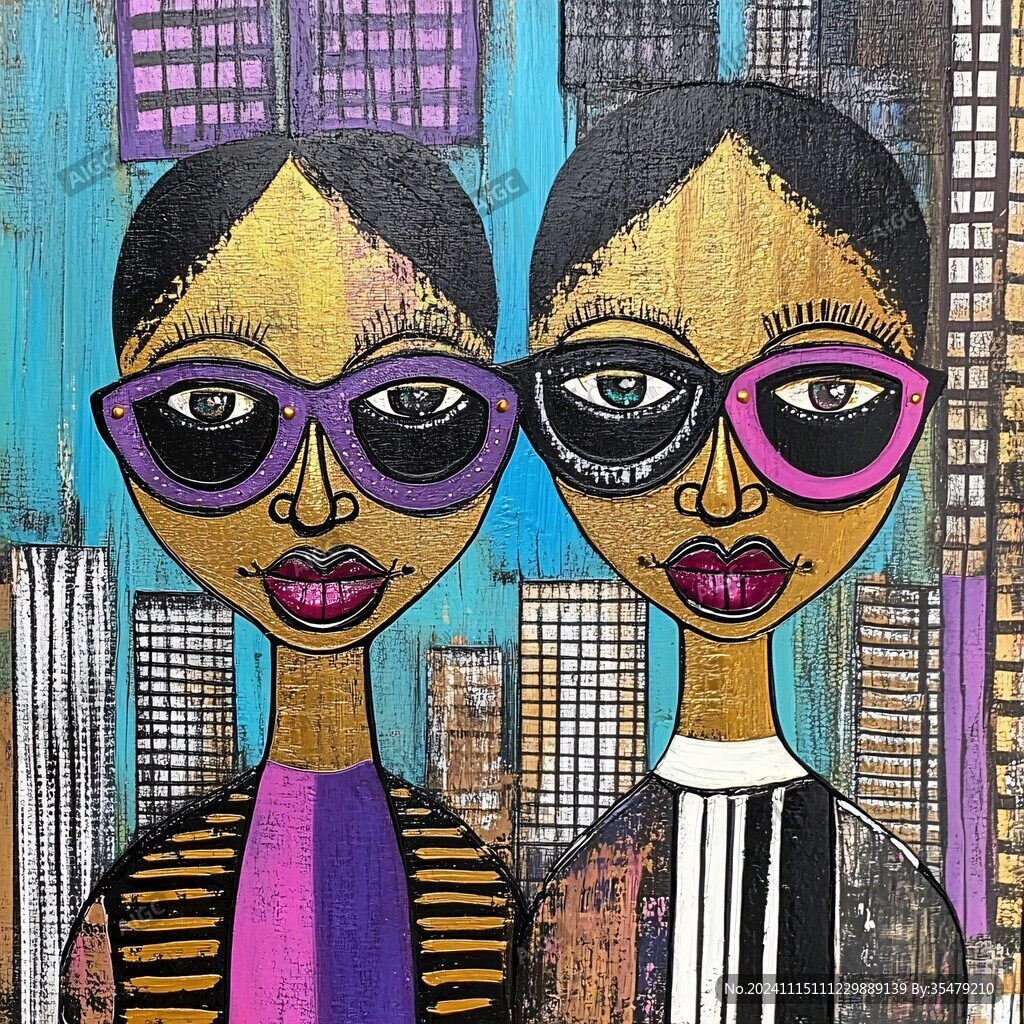 人脸色块拼接装饰画