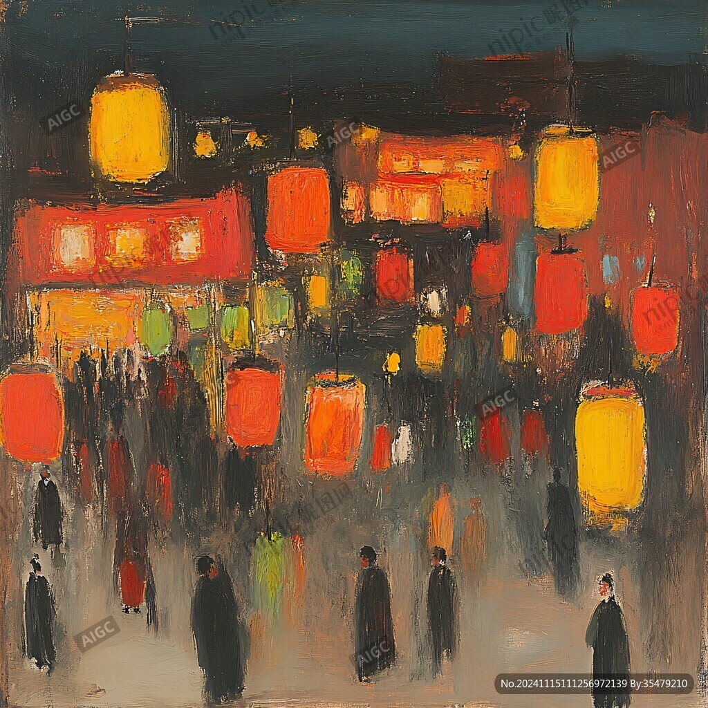 街道油画