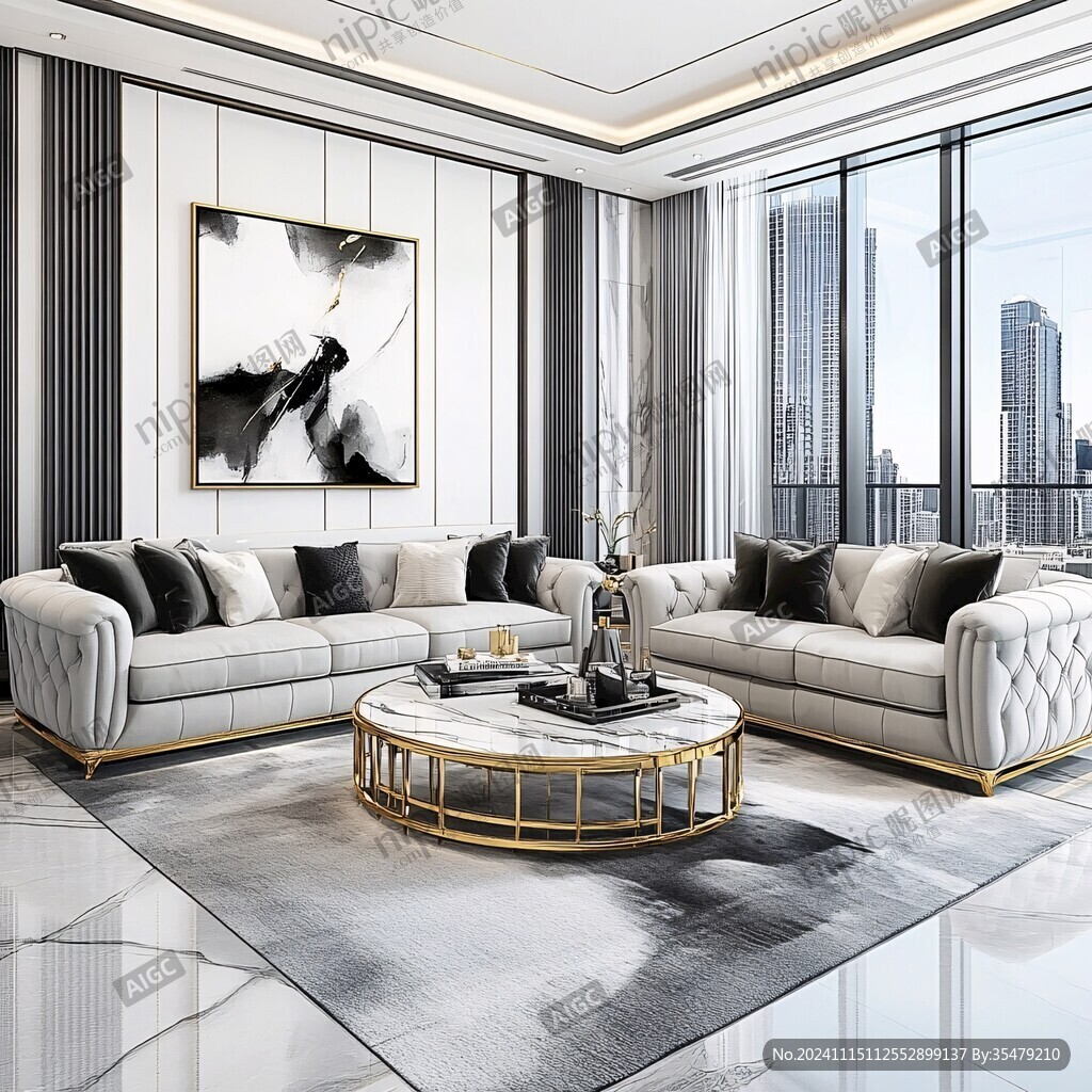 轻奢金线客厅背景
