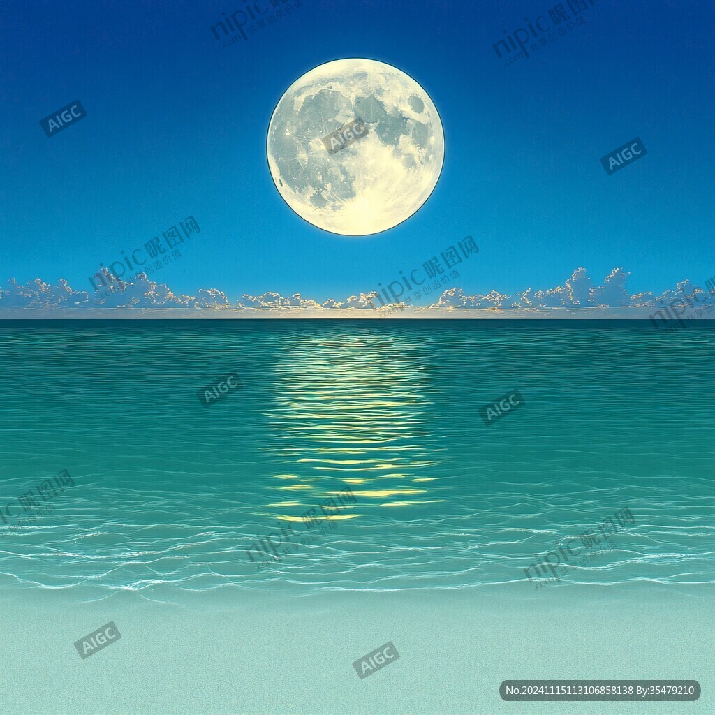 海滩圆月