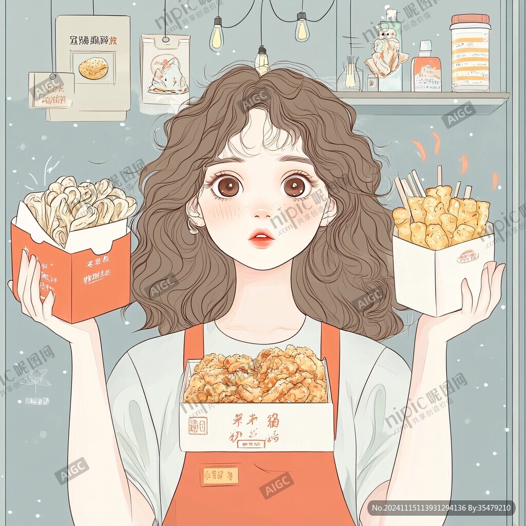 食品女孩插画
