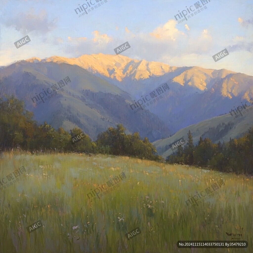 山坡油画