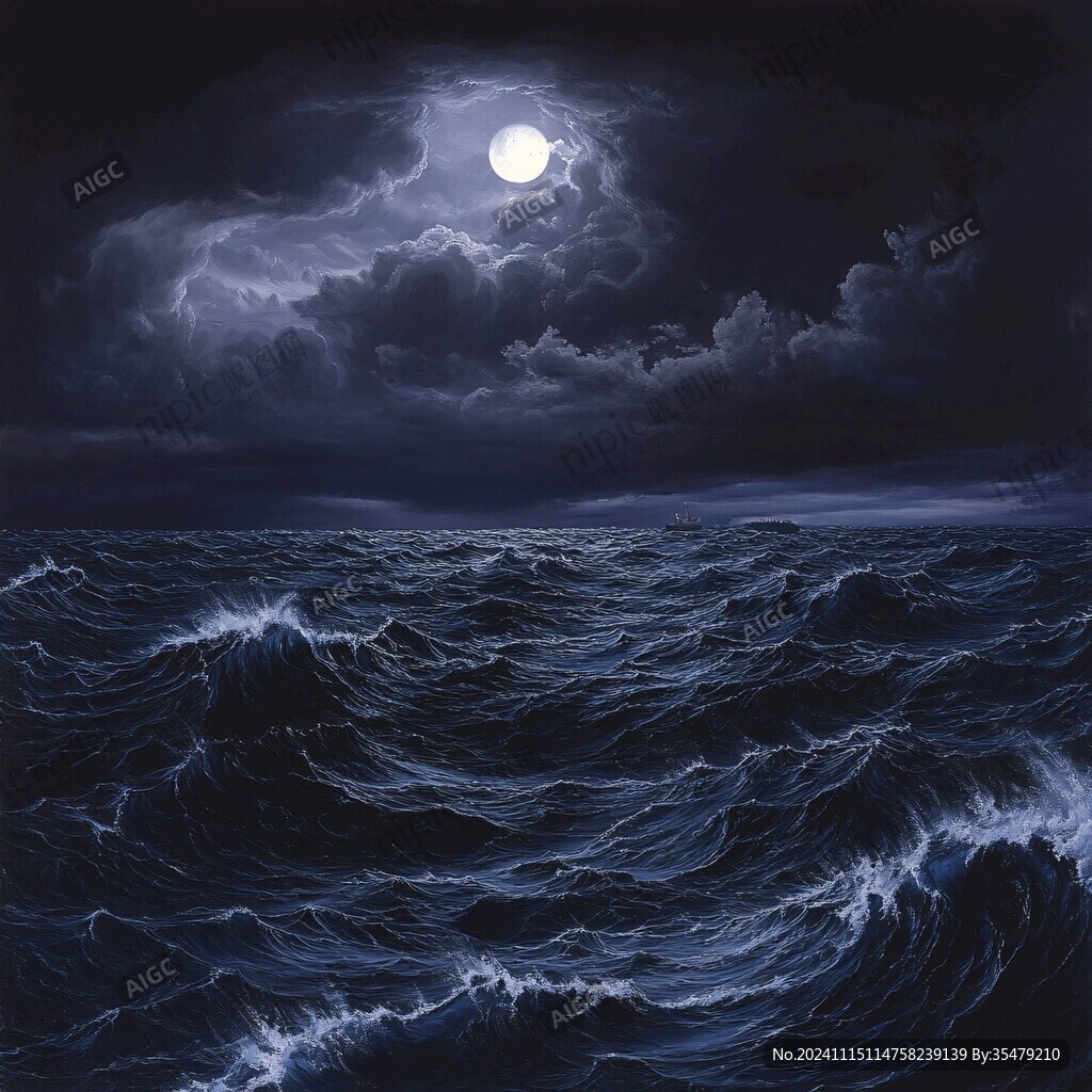 大海蓝色调油画