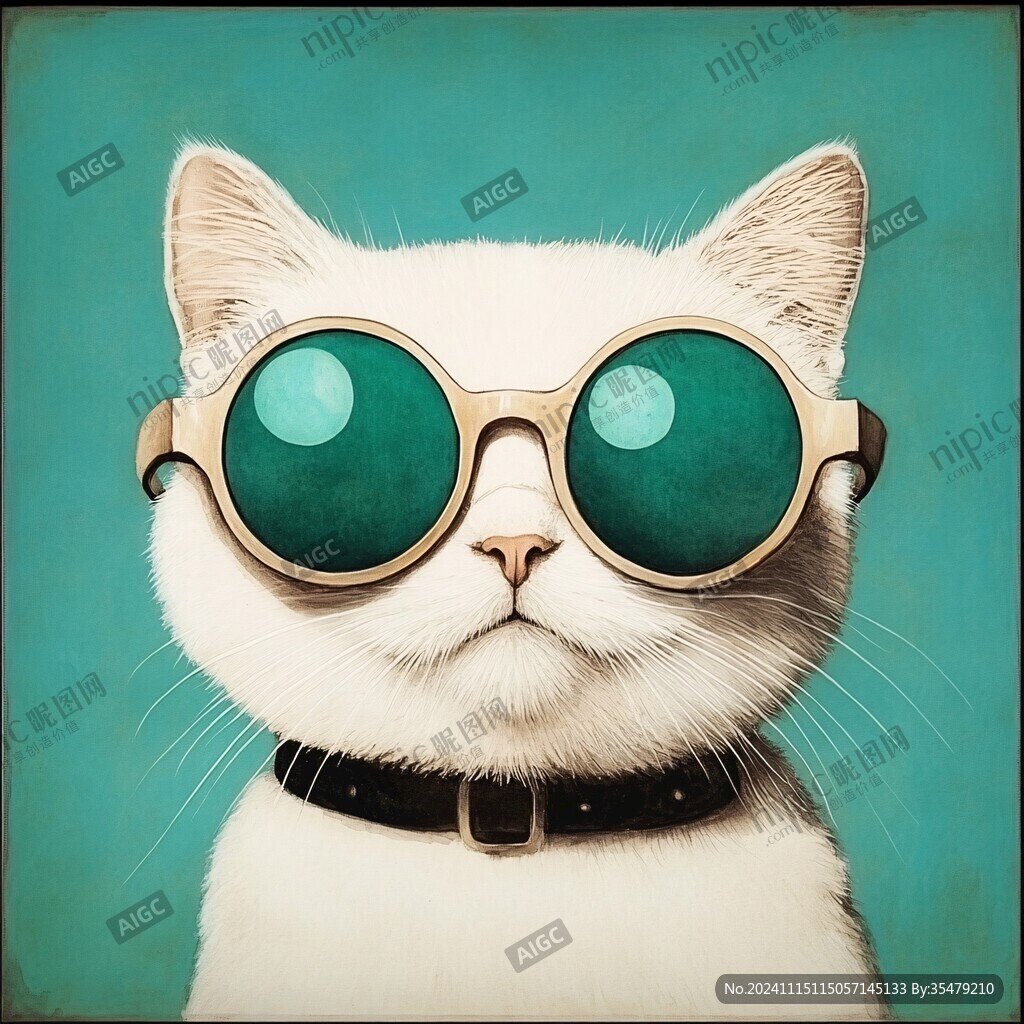 卡通猫戴眼镜的猫叔