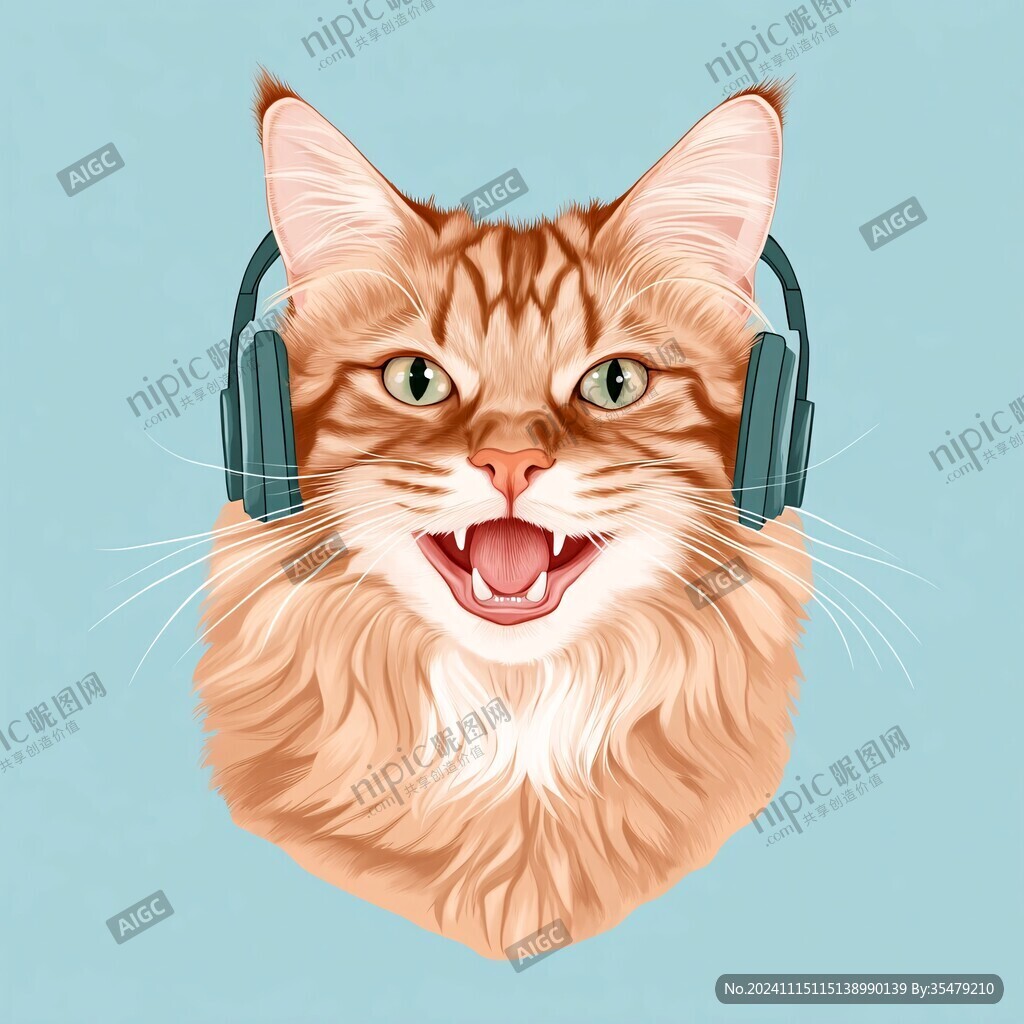 开心的猫插画