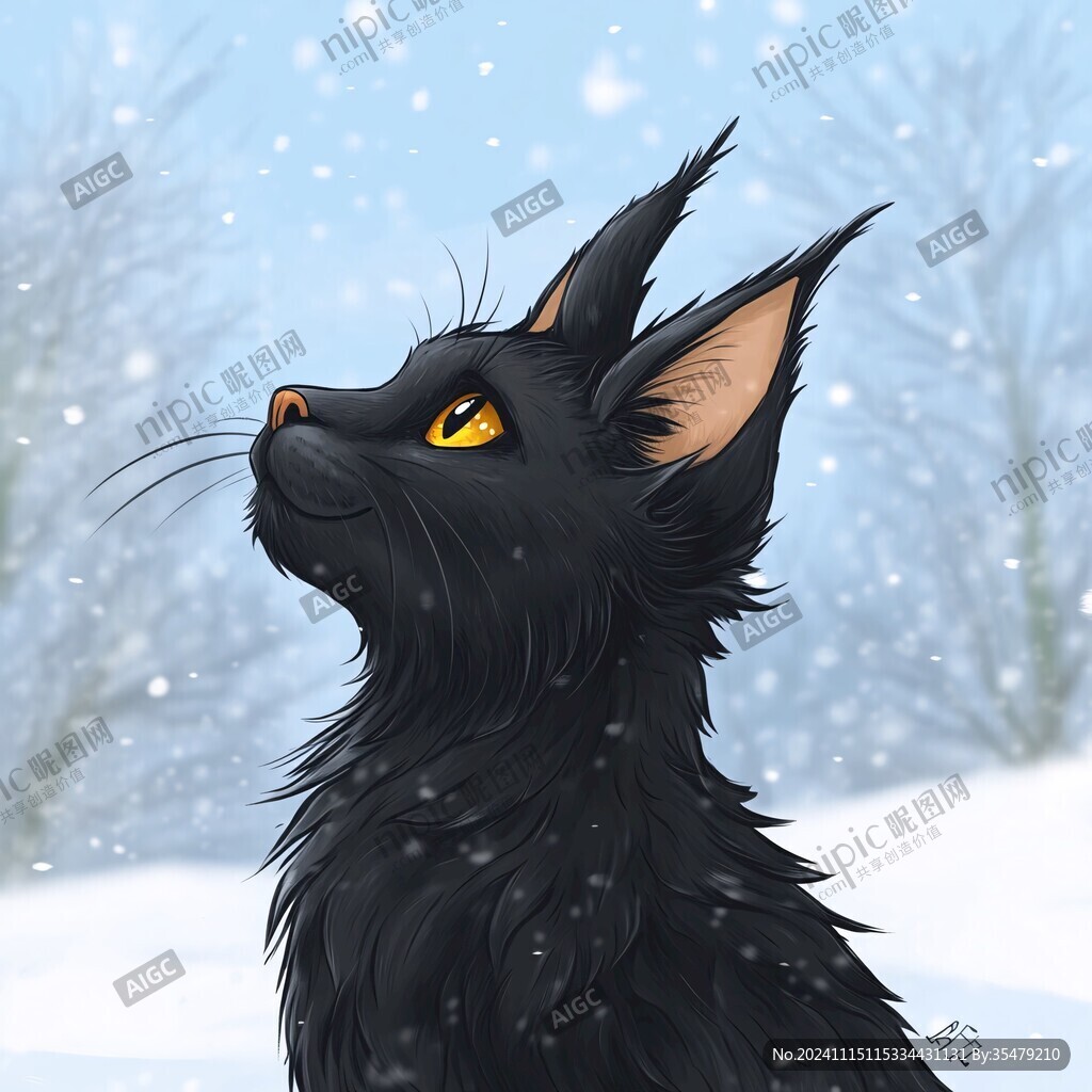 小黑猫插画
