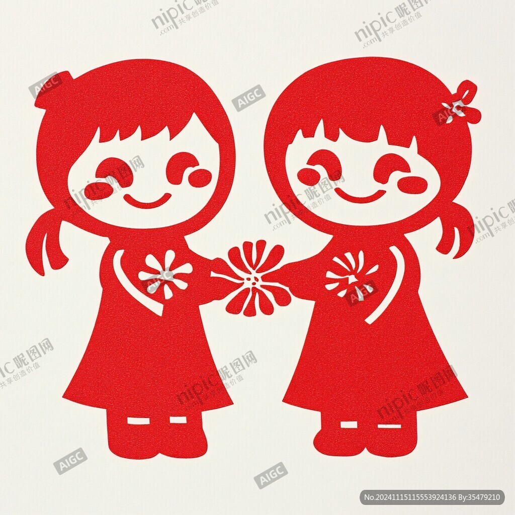 剪纸金童玉女