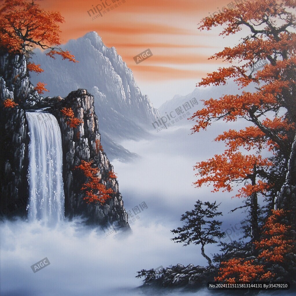 高清山水壁画