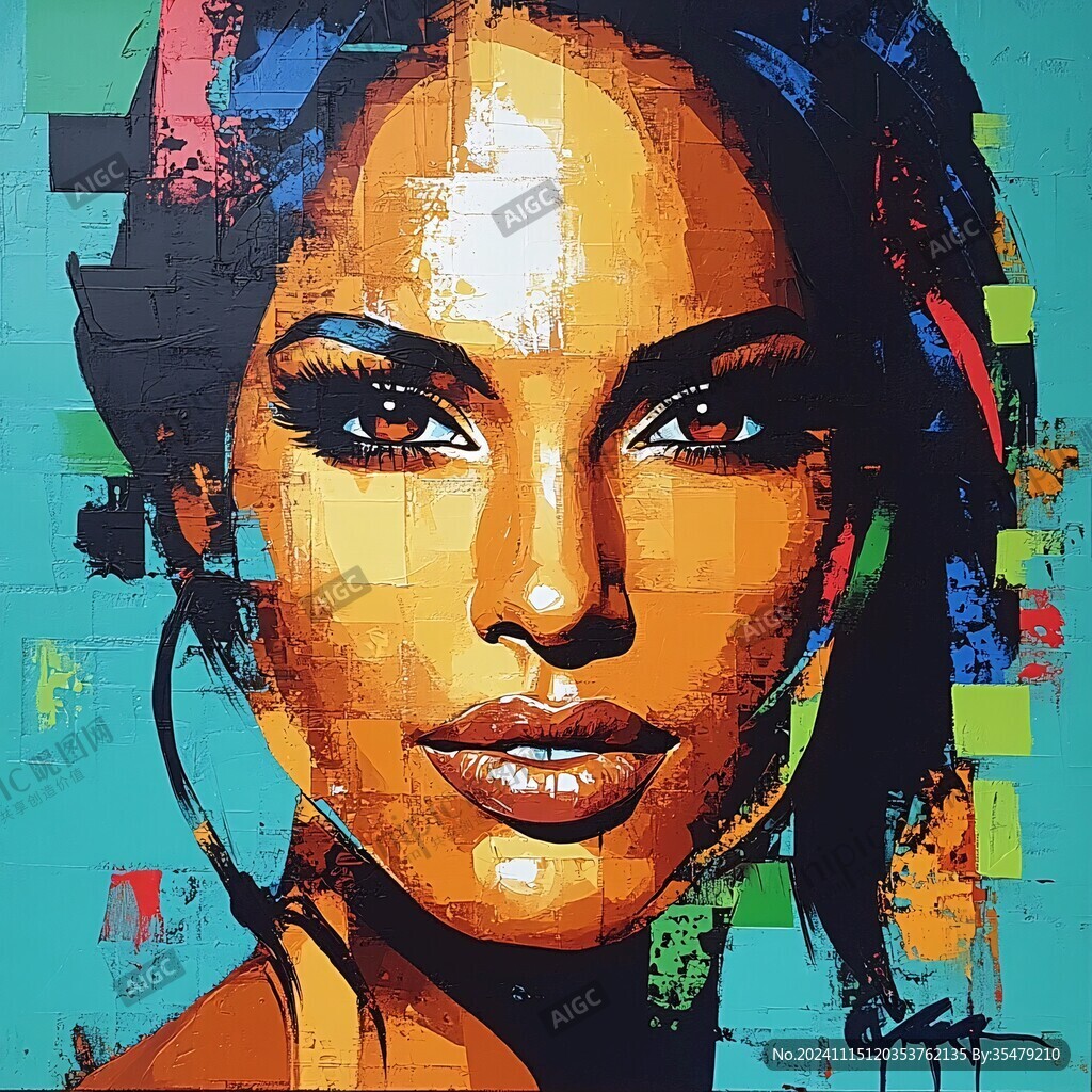 人脸色块拼接装饰画