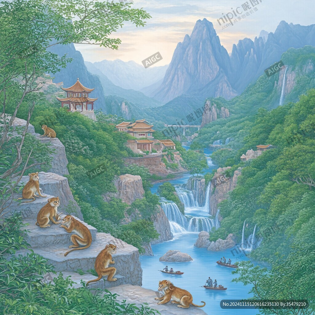 长江流域地区插画