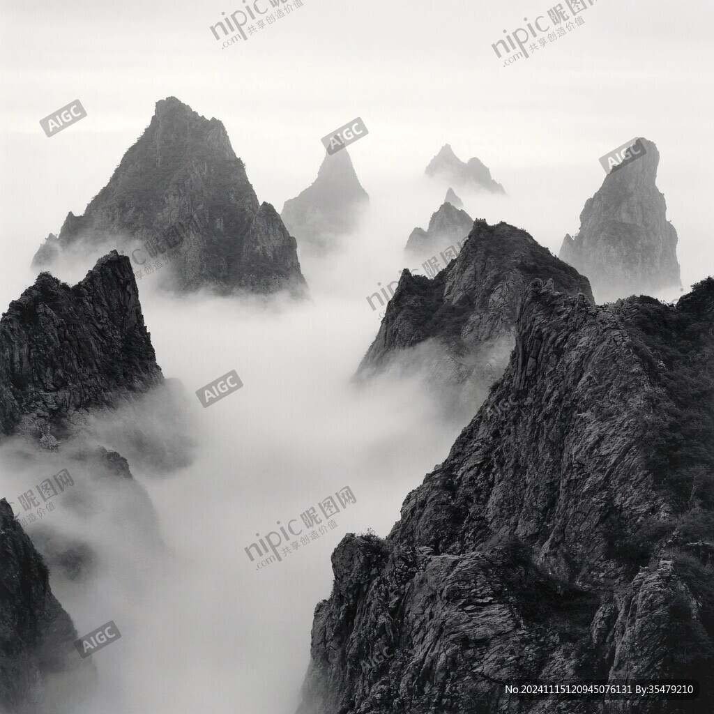 禅意山峰云雾