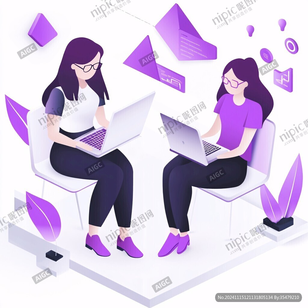 女生工作插画