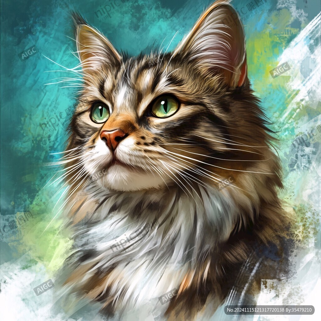 写实猫毛茸茸宠物插画