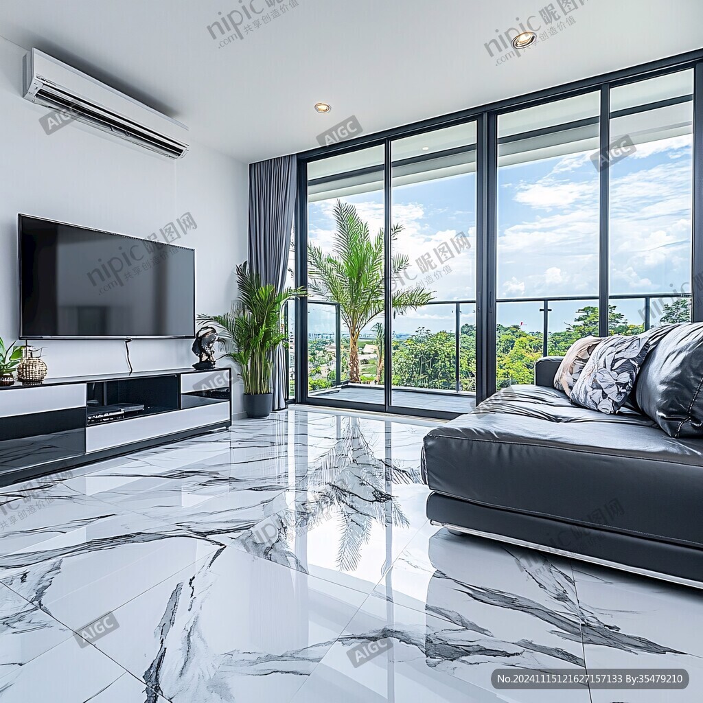 大气客厅落地门窗场景