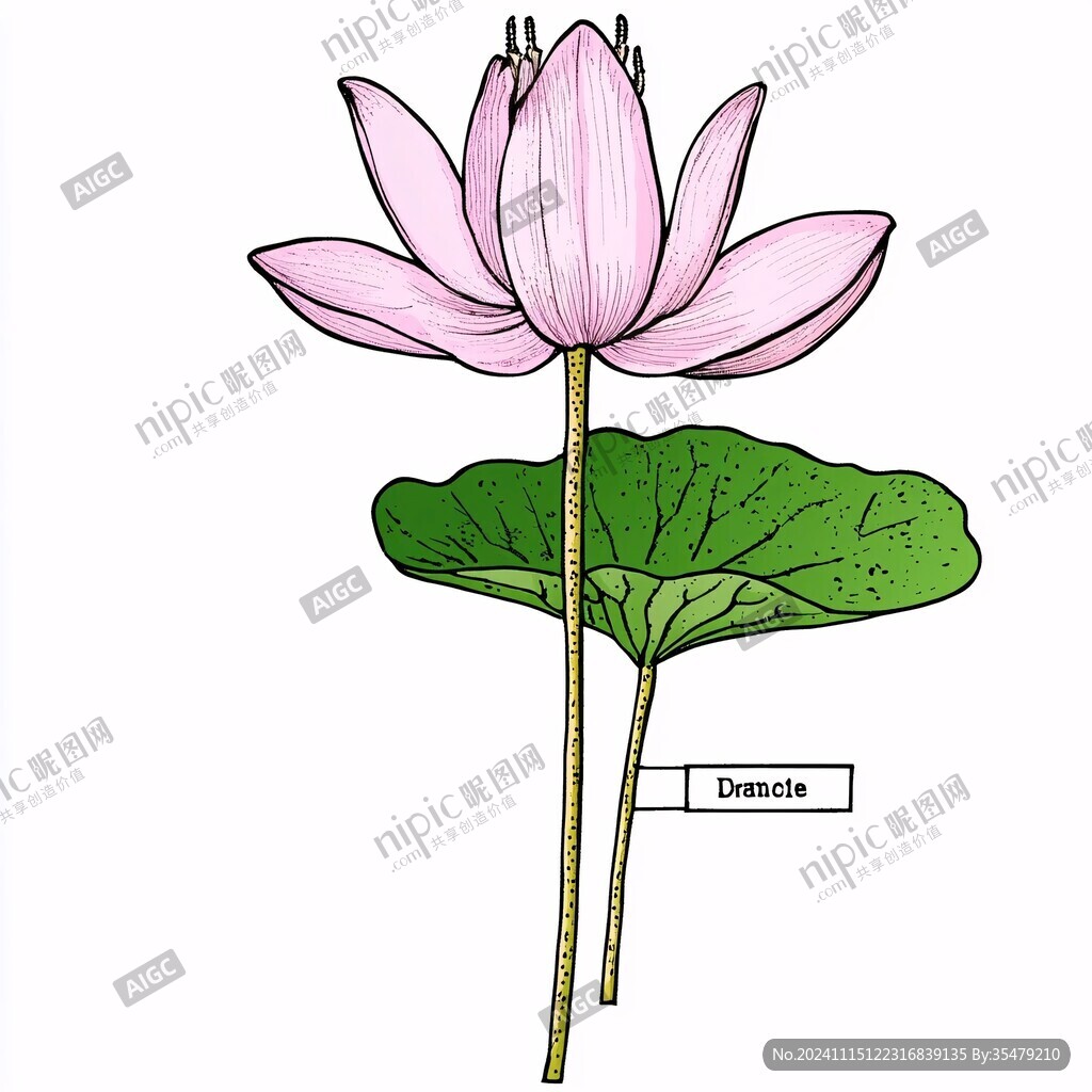插画荷花小素材手绘