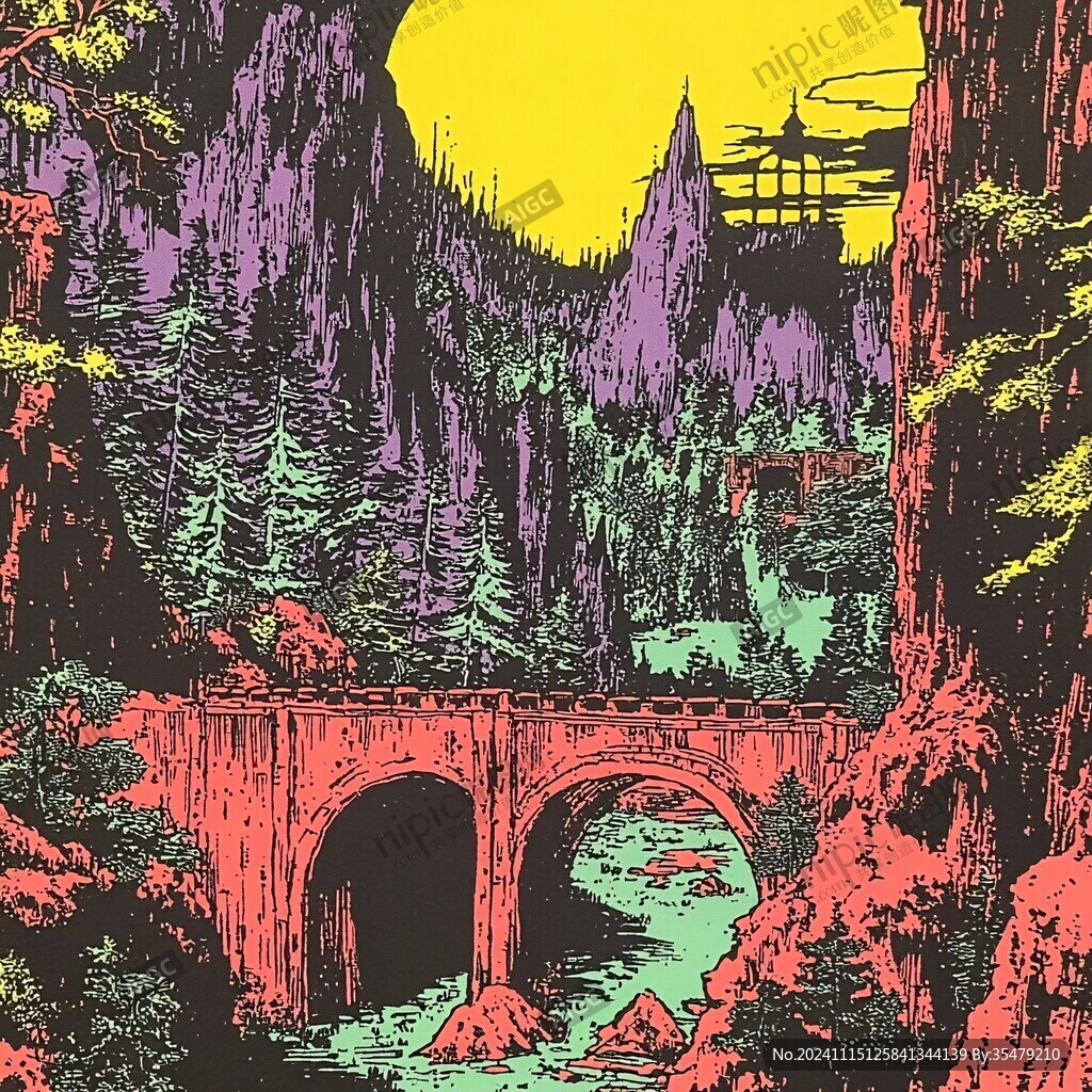 复古山河美景