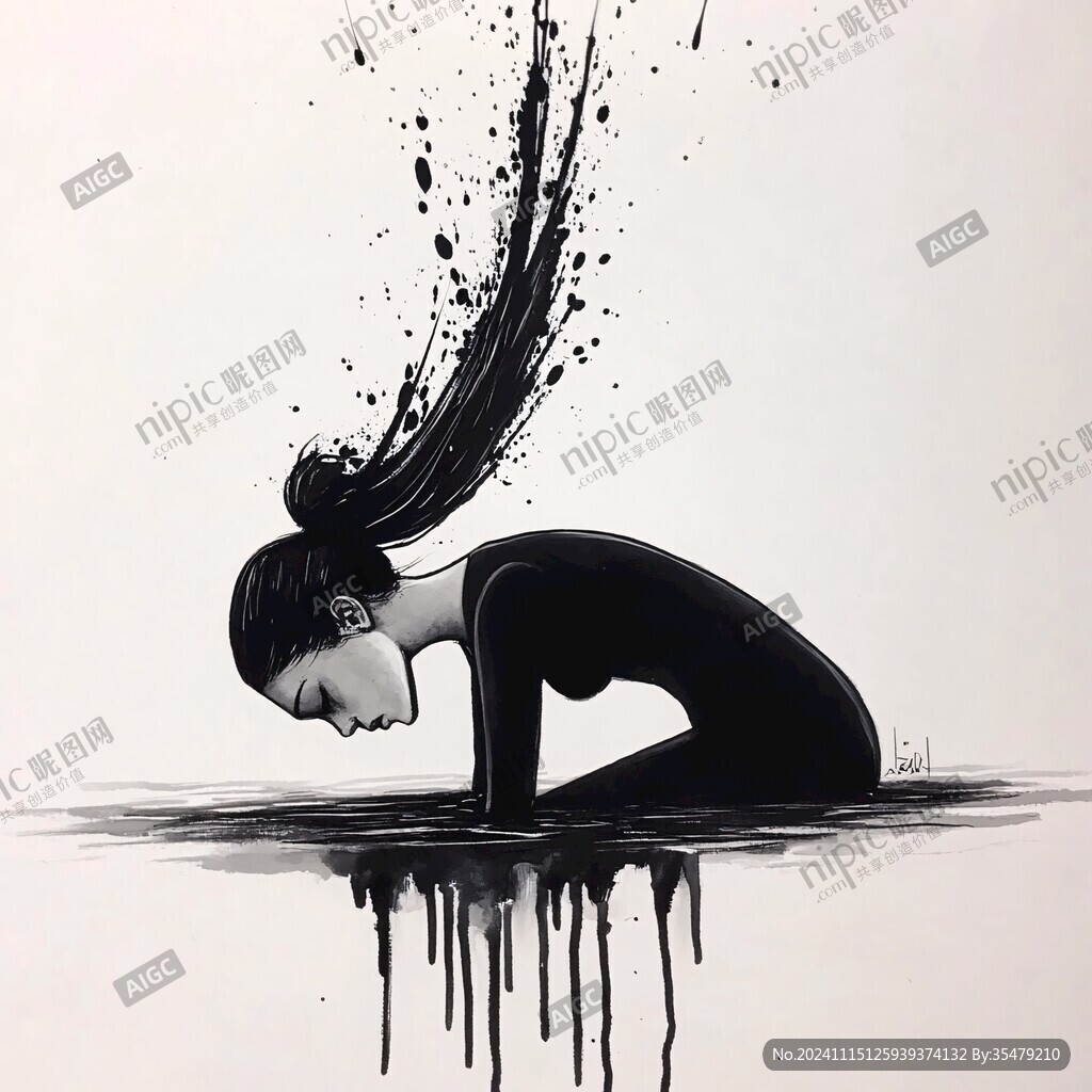 水中墨舞墨韵涂鸦艺术