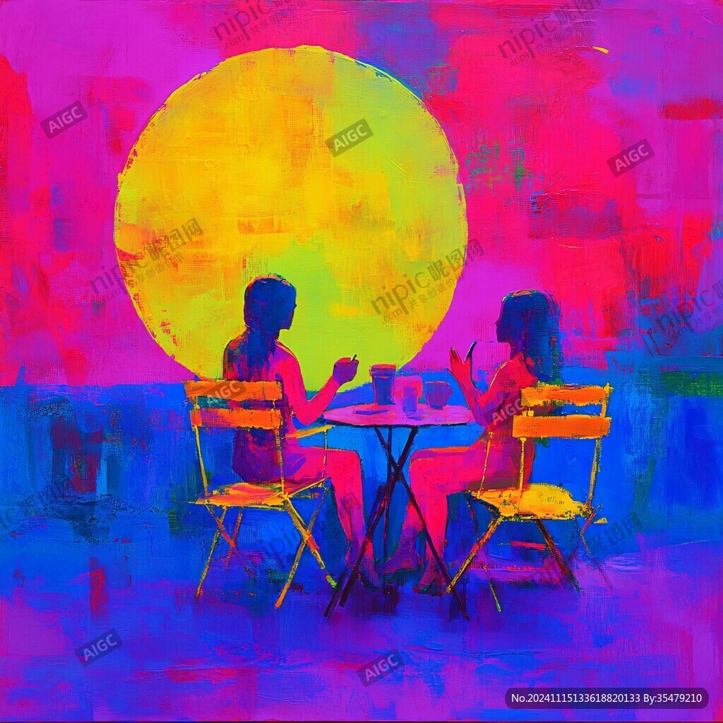 夜晚月下聊天