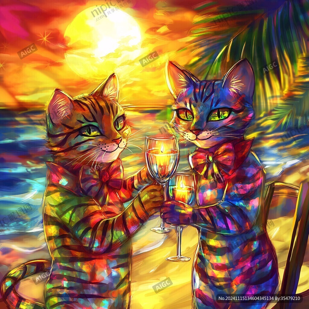 两只猫的夜景