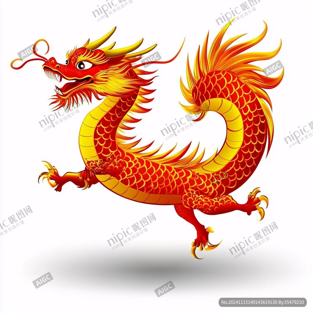 红色中国风龙手绘