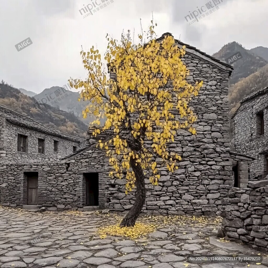 古村落柿子树