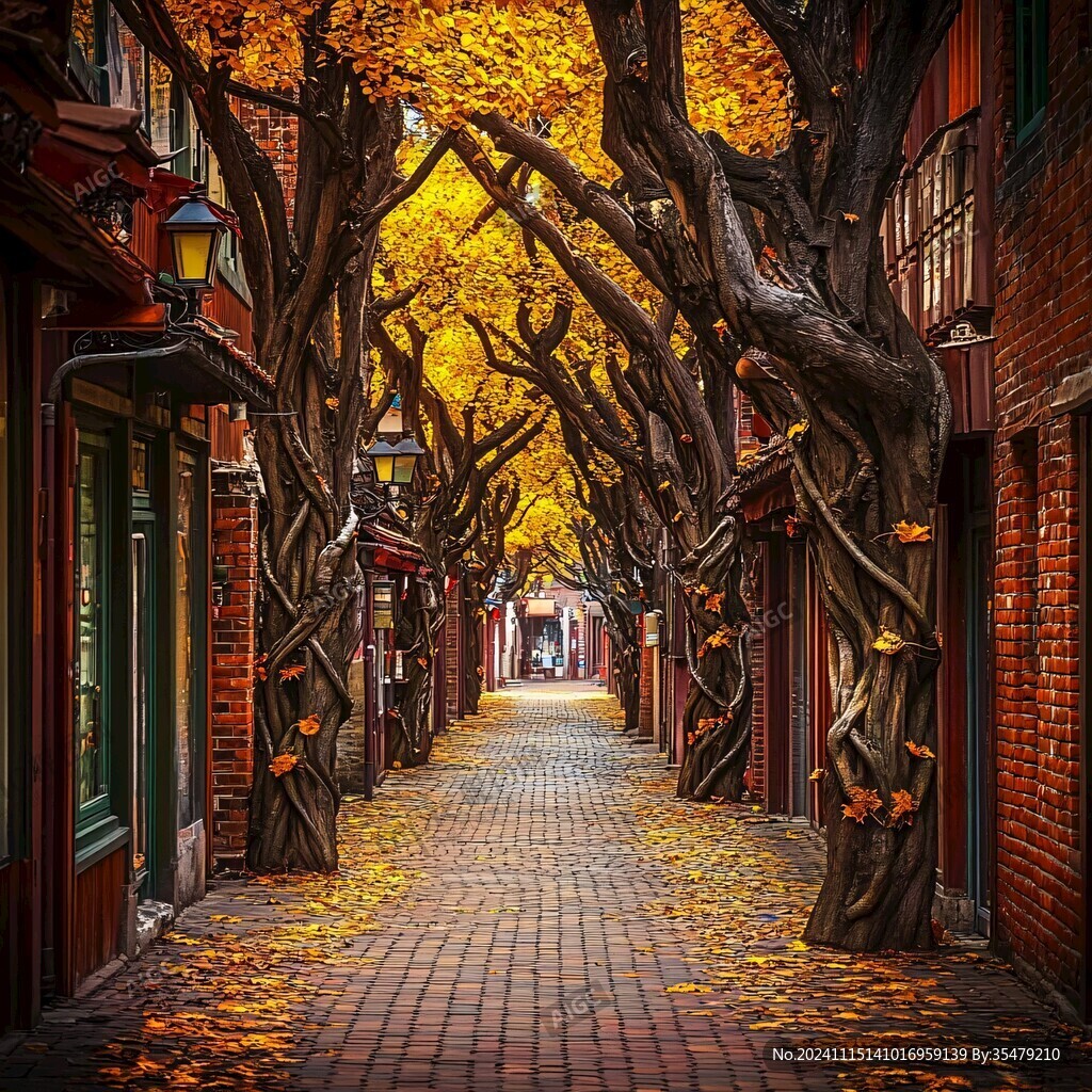 复古巷子秋景