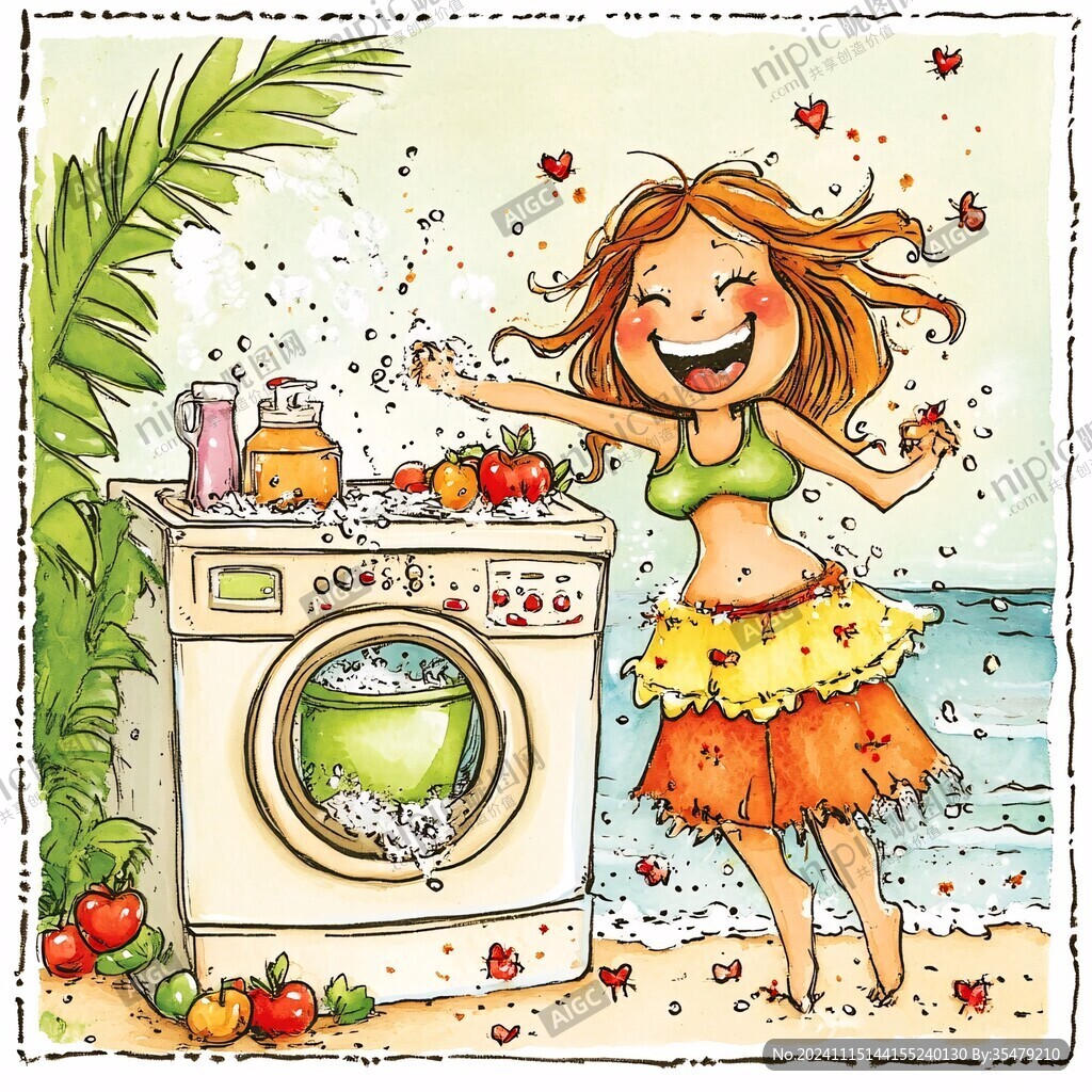 洗衣服插画
