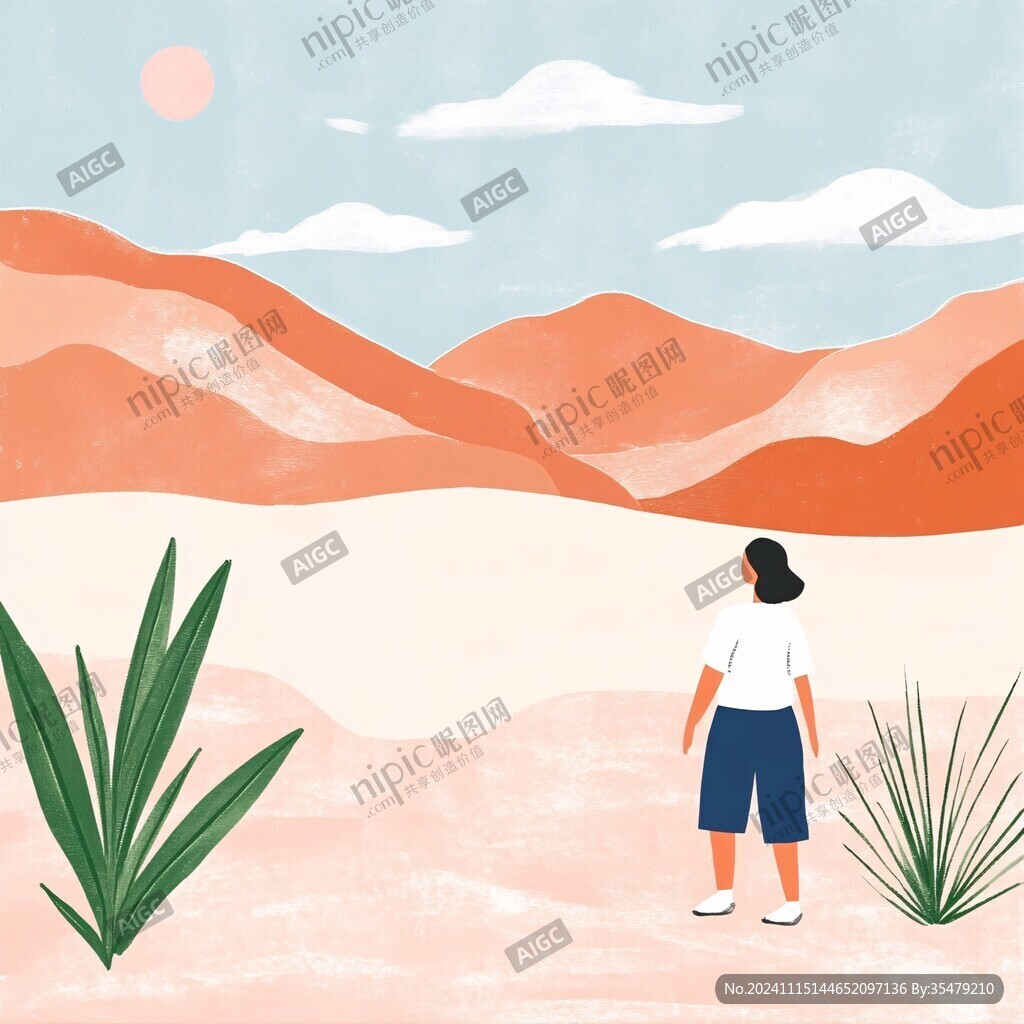 扁平风人物场景平涂