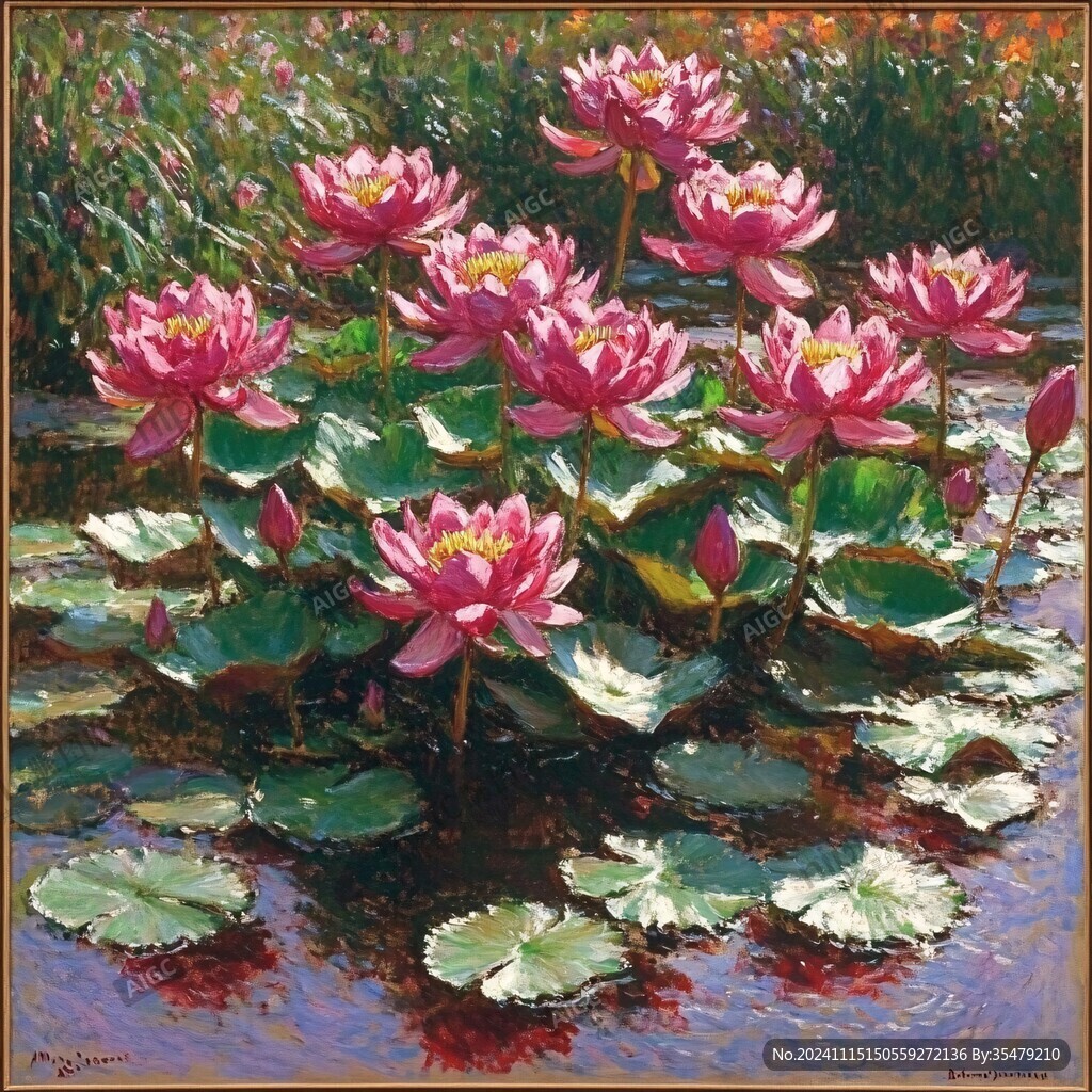 油画睡莲