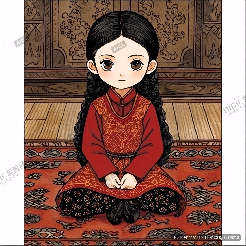 q版满族女孩