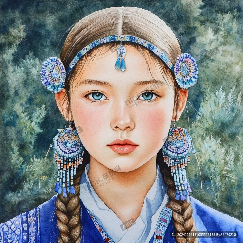无框画少数民族女孩